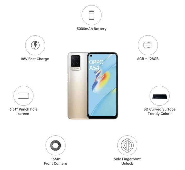 OPPO A54 6GB 128 GB GOLD MOBILE (A54 6+128GB GOLD )